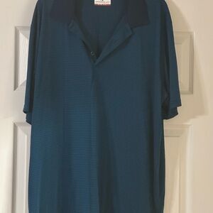 Mens Grand Slam Dark Blue/Black Striped Short Sleeve Polo Shirt XXL